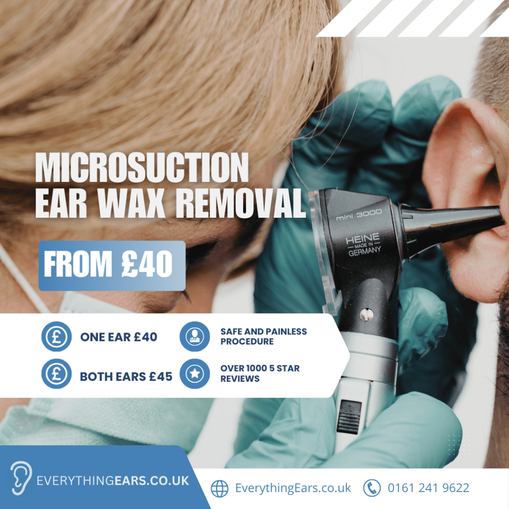 Gentle microsuction ear wax removal performed by trained specialists.